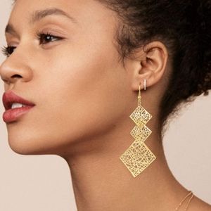 Rhombus earrings 14K Gold Drop Dangle Earrings